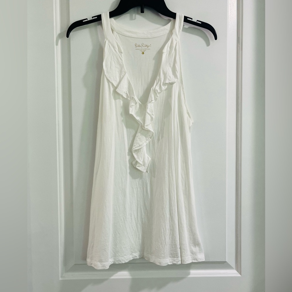 Lily Pulitzer White Sleeveless V-Neck Tee
